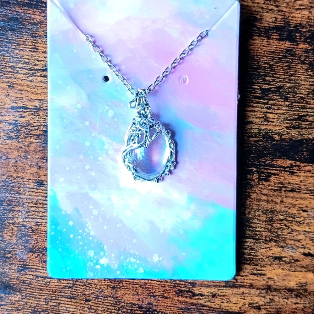 Beautiful opal necklace stone silver handcrafted